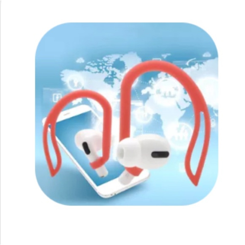 Wireless Earbuds with Red & white Hooks